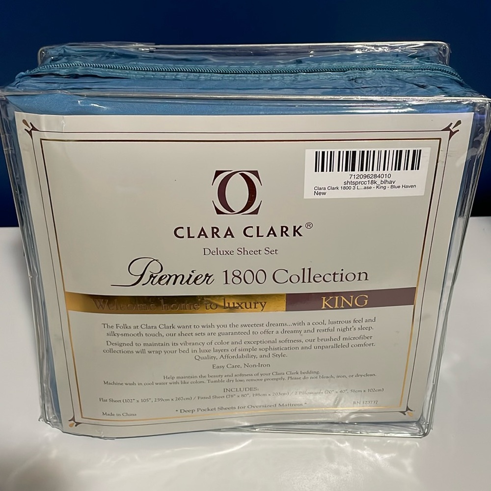 King sized sheet set. Flat & fitted sheets with 2 pillowcases. NEW in packaging.